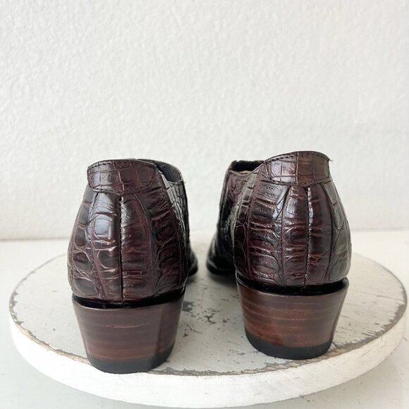 Rod Patrick Womens Brown Loafers 6C Caiman Leather Western Boots Slip On Shoes - Picture 3 of 11